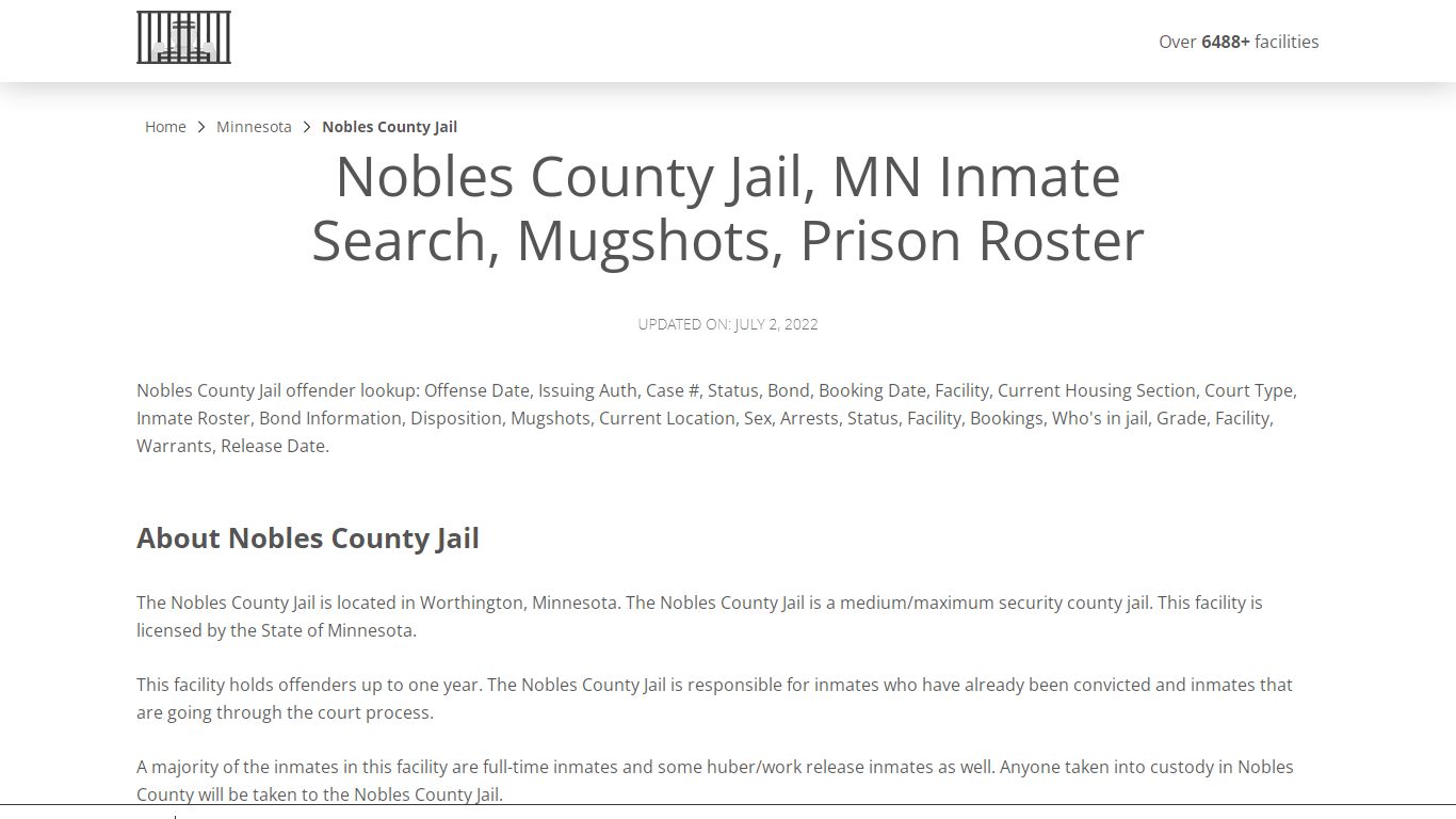 Nobles County Jail, MN Inmate Search, Mugshots, Prison Roster